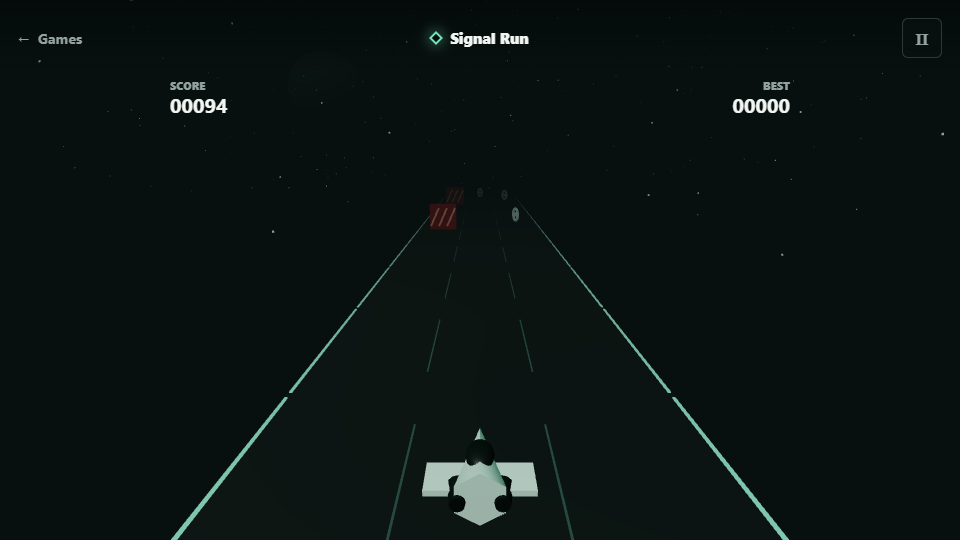 Signal Run spaceship crossing a three-lane track